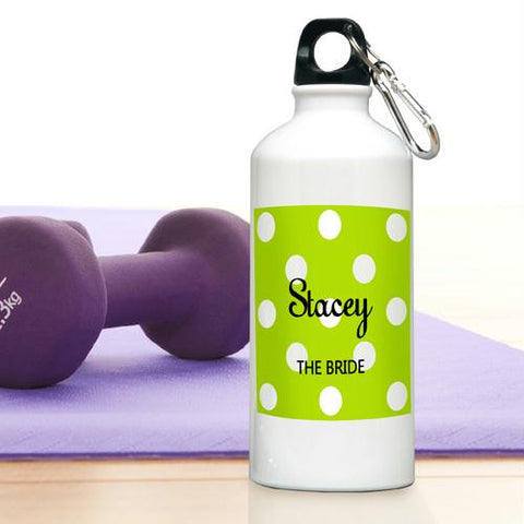 Green Apple Personalized Polka Dot Water Bottle