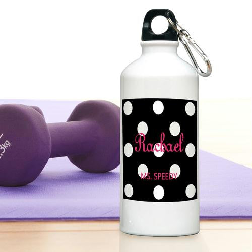 Onyx Personalized Polka Dot Water Bottle