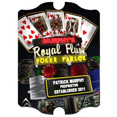 Personalized Marquee Nighttime Royal Flush Poker Vintage Sign