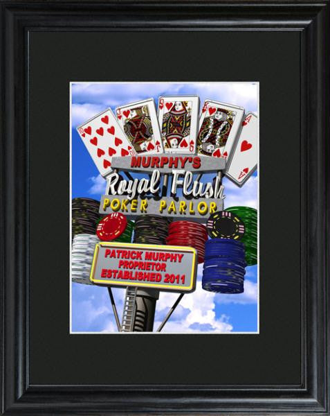 Personalized Marquee Daytime Royal Flush Poker Framed Print