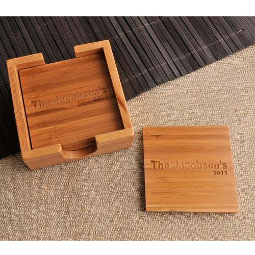 Personalized Bamboo Coaster Set