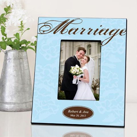 Personalized Blue with Brown Marriage Picture Frame