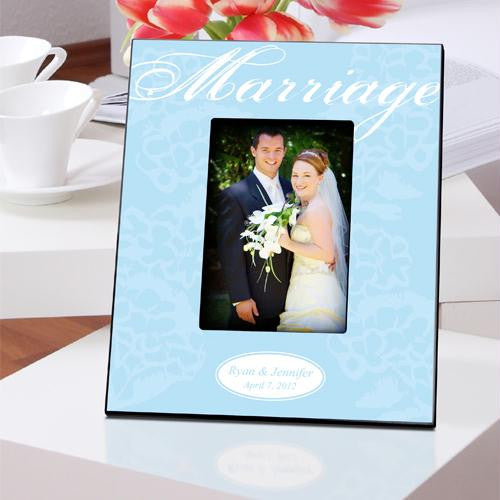 Personalized Blue with White Marriage Picture Frame