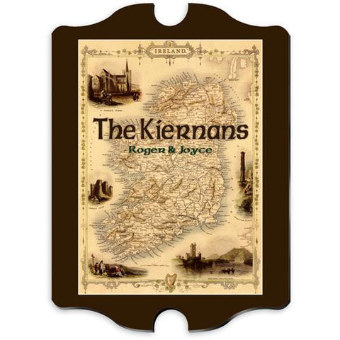 Vintage Personalized Irish Map Family Sign