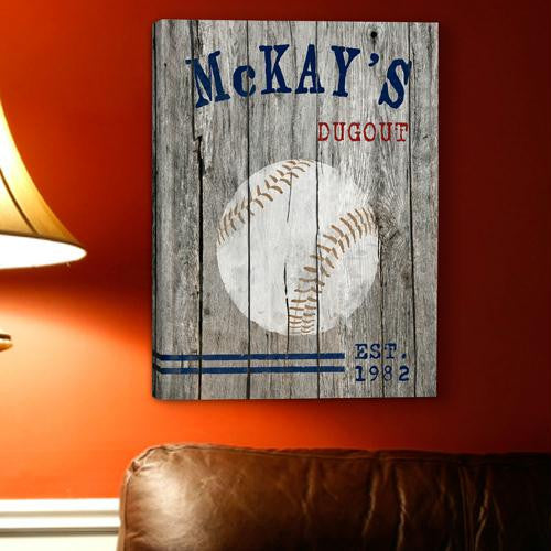 Personalized Baseball Man Cave Canvas Print