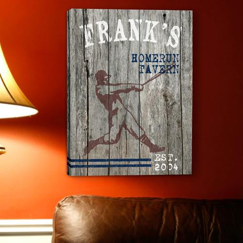 Personalized Homerun Man Cave Canvas Print