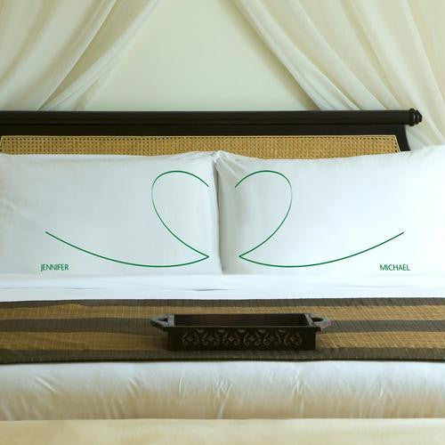 Personalized Garden Green Heartstrings Pillow Case Set