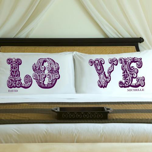 Personalized Whimsical Wine LOVE Connection Pillow Case Set