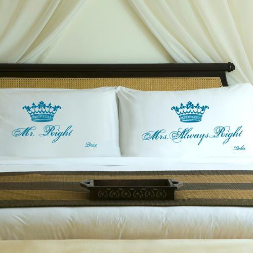 Personalized Blissful Blue Royal Correctness Pillow Case Set