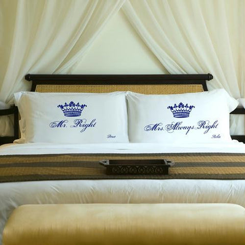 Couples Personalized Royal Correctness Pillow Case Sets