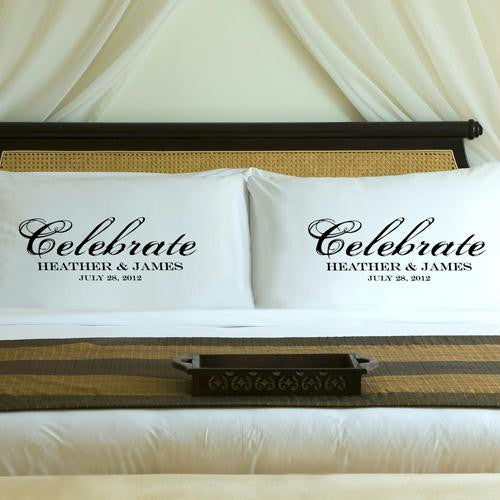 Personalized Midnight Black Celebrate Pillow Case Set