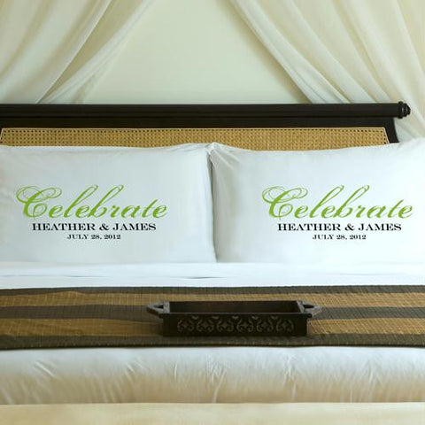 Personalized Fresh Green Celebrate Pillow Case Set