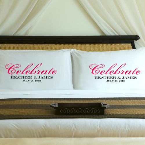 Personalized Pink Blush Celebrate Pillow Case Set