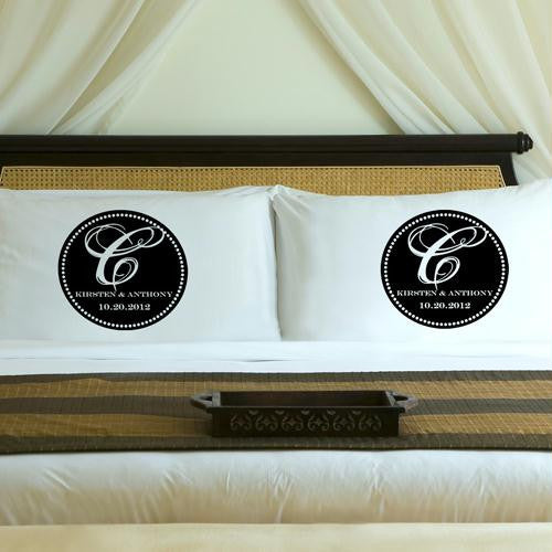 Personalized Midnight Black Magical Monogram Pillow Case Set