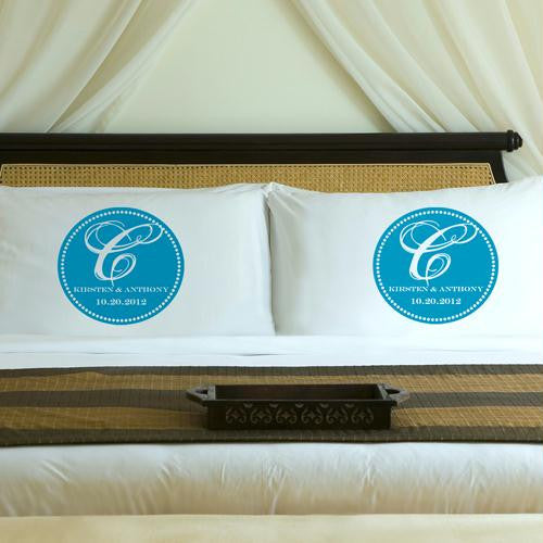 Personalized Topaz Blue Magical Monogram Pillow Case Set