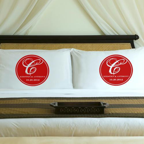 Personalized Romantic Red Magical Monogram Pillow Case Set