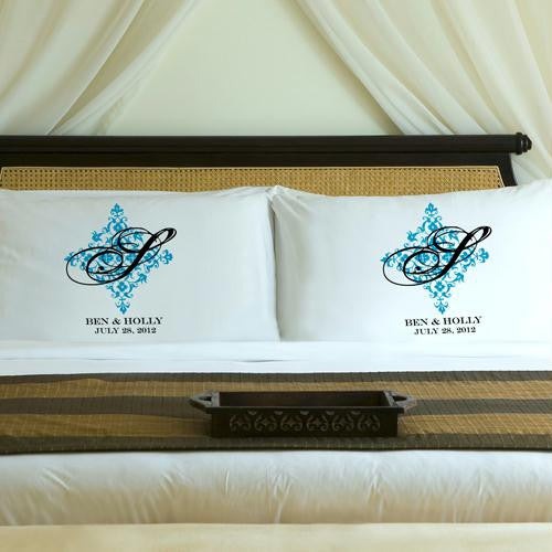 Personalized Topaz Blue Perfect Panache Pillow Case Set