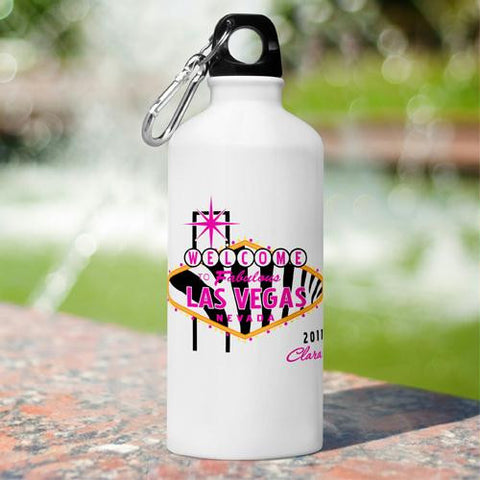 Pink Zebra Print Vegas Water Bottle