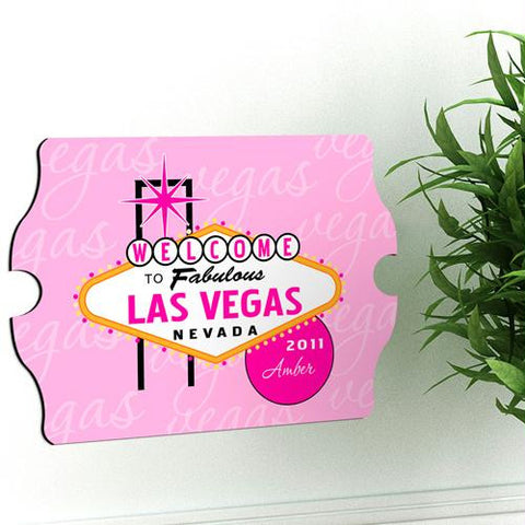 Pink with White Script Vegas Vintage Sign