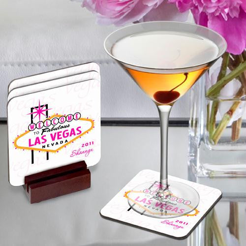 Pink Vegas Coaster Set